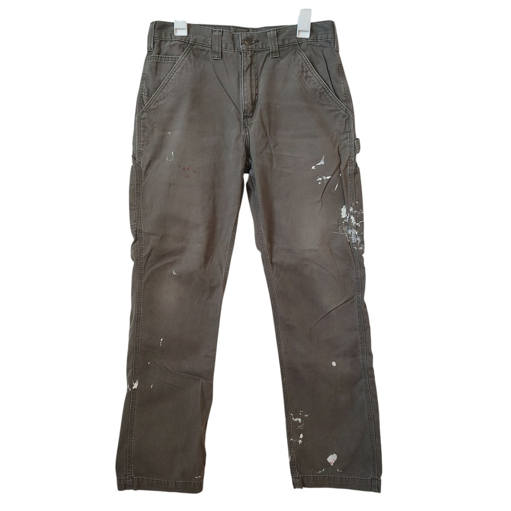 Carhartt Men's Pants B324 DFE Relaxed Fit‎ 32x31 Brown Workwear Paint Thrashed - Picture 2 of 14